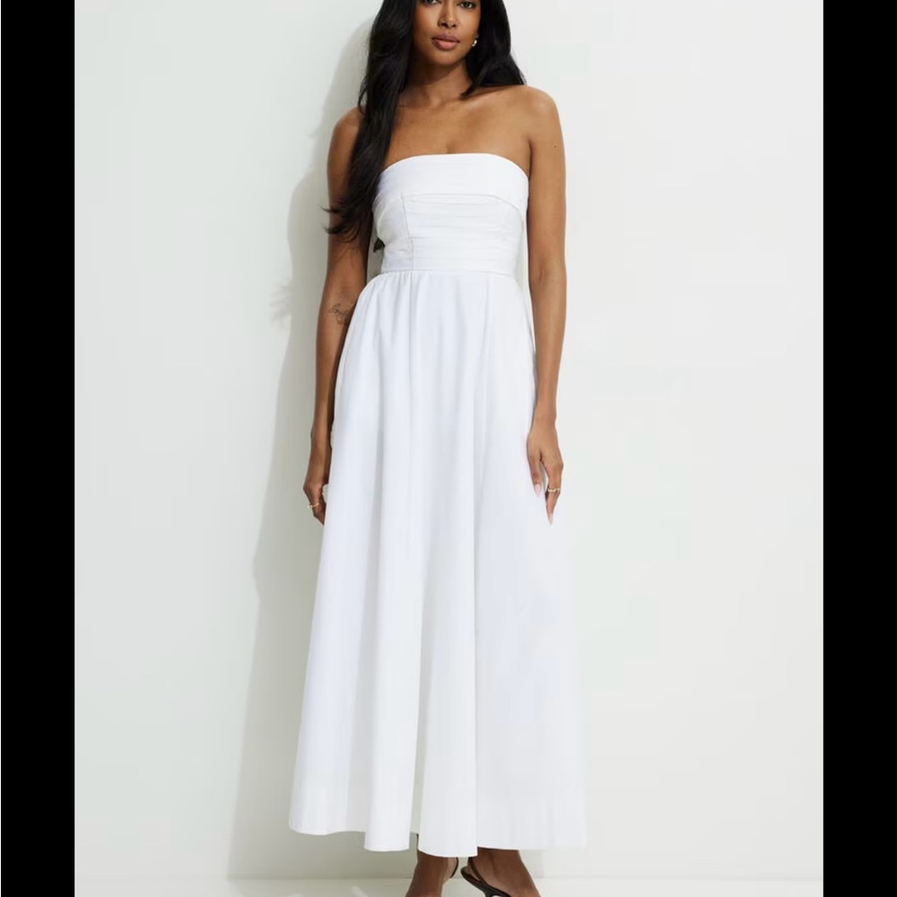 Dynamite Pintuck Poplin Maxi Tube Dress
